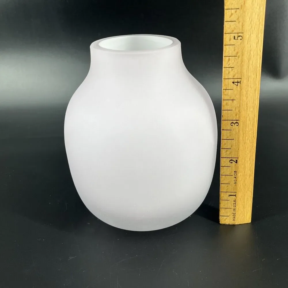 West Elm Soft Pink Cased Glass Vase Matte Finish White Interior 5 in